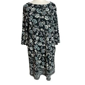 J.JILL Wearever Easy pleat-back Dress with border hem large